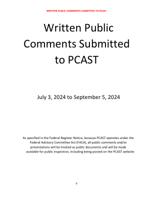 已向 PCAST​​ 提交书面公众意见